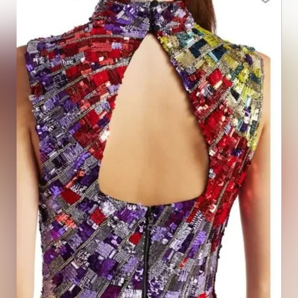 Alice + Olivia Dumont Sequin Choker Mini Dress Size 6 NWT $1,600 - Picture 9 of 13